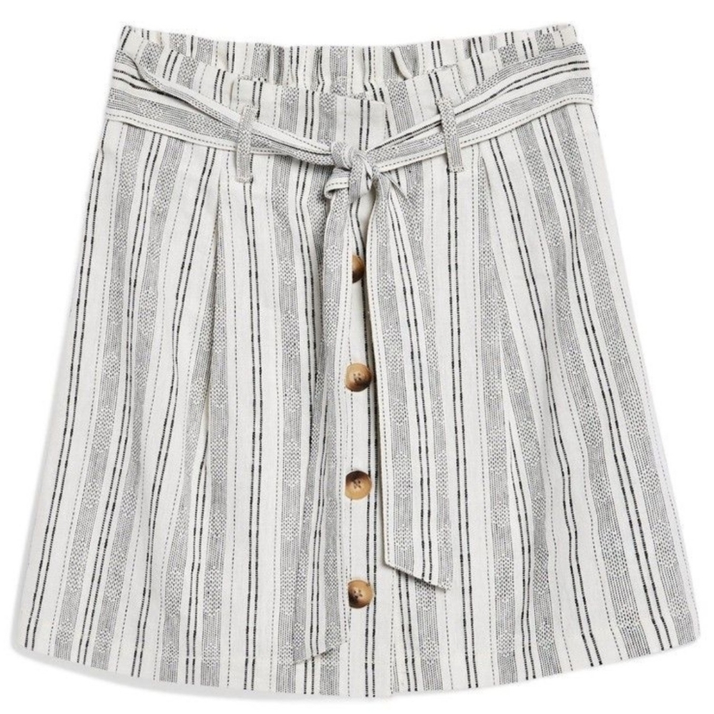 TopShop Paper Bag Mini Skirt Size 10 - Black and white stripe NWT